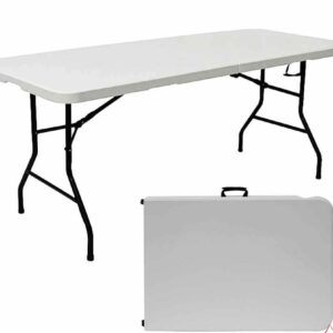 Table pliante en valise rectangulaire 183cm blanche